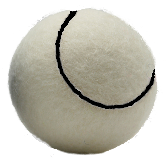 White tennis balls with black seams 