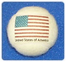 USA flag branded on a tennis ball