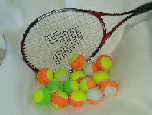 tennis balls  in two colours