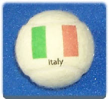 tennis balls branded with Italian flag